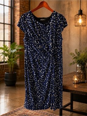 Planet Blue Abstract Animal Print Twist Dress | Size 14 / XL | Travel Dress